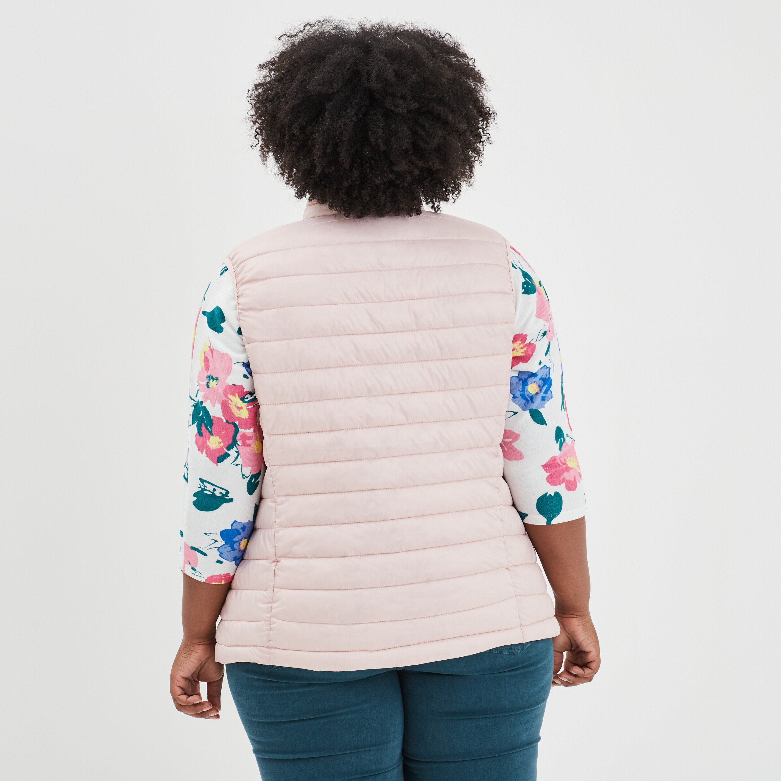 Doudoune légère droite sans manches rose clair femme grande taille | La Halle