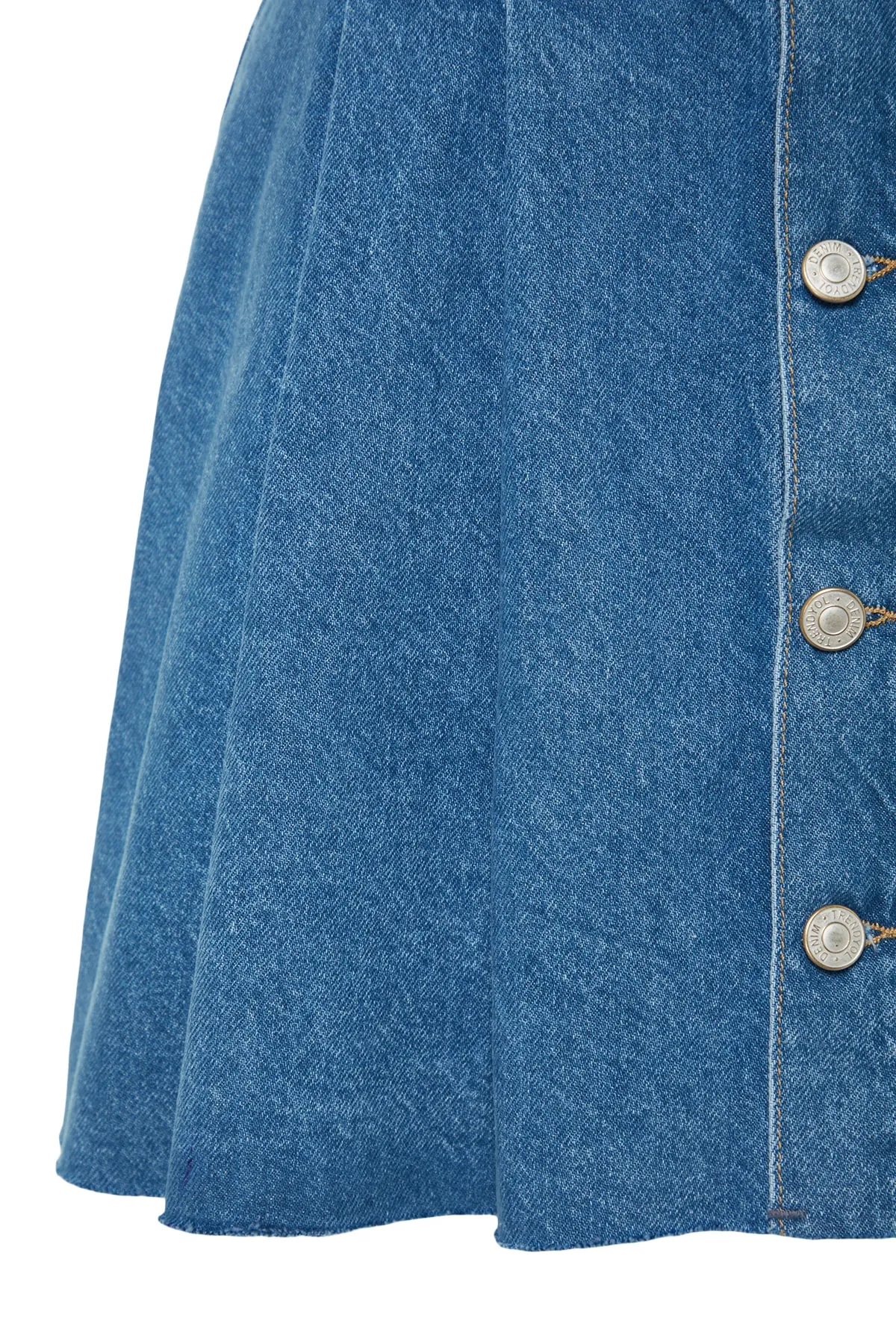 Trendyol Collection  Dunkelblauer plissierter Mini-Jeansrock mit Knopfleiste vorne TWOSS23ET00111
