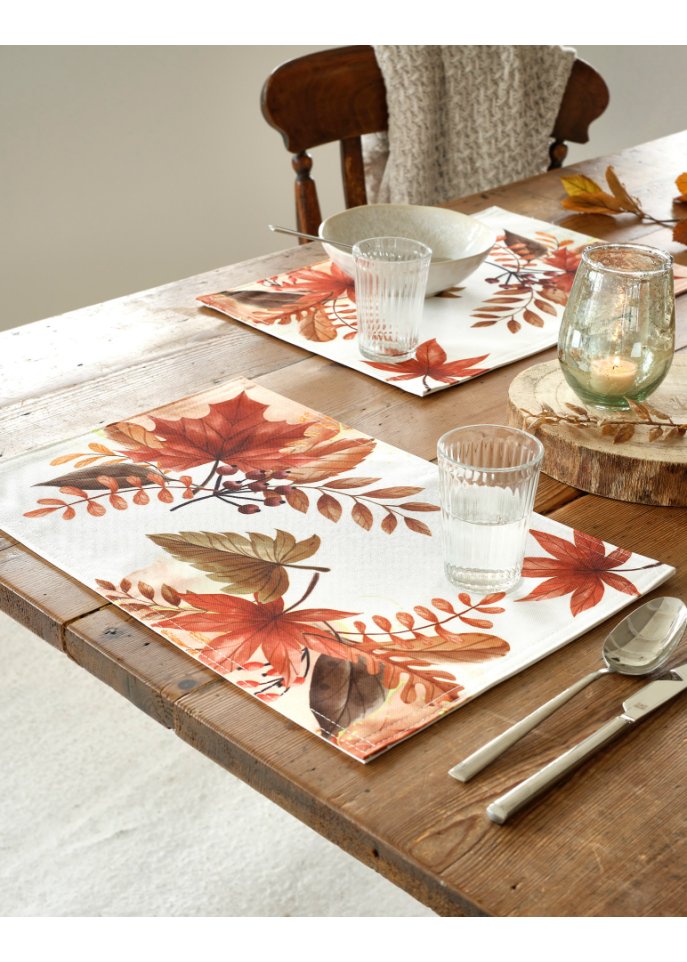Tischsets mit Blätterdruck (4er Pack)