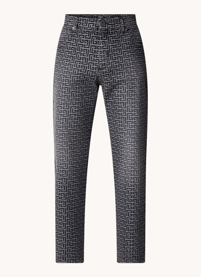 Balmainin suorat farkut, joissa on jacquard-logokuvio