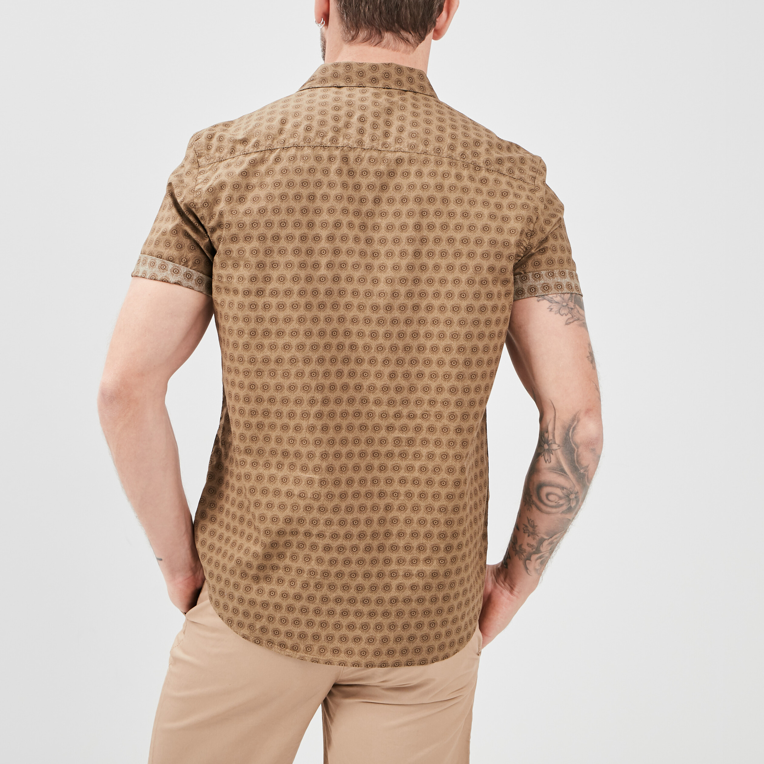 Chemise manches courtes vert kaki homme | La Halle