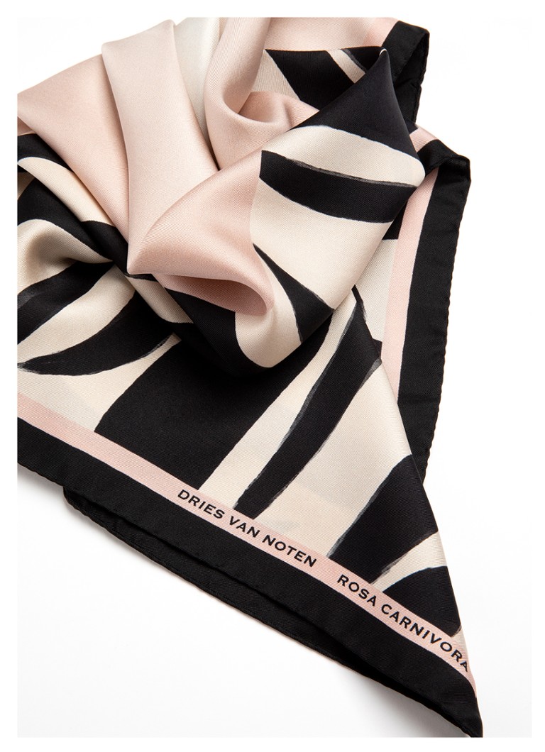 Szalik Dries Van Noten Carnivorous Pink – 75 x 75 cm, jedwabny szalik
