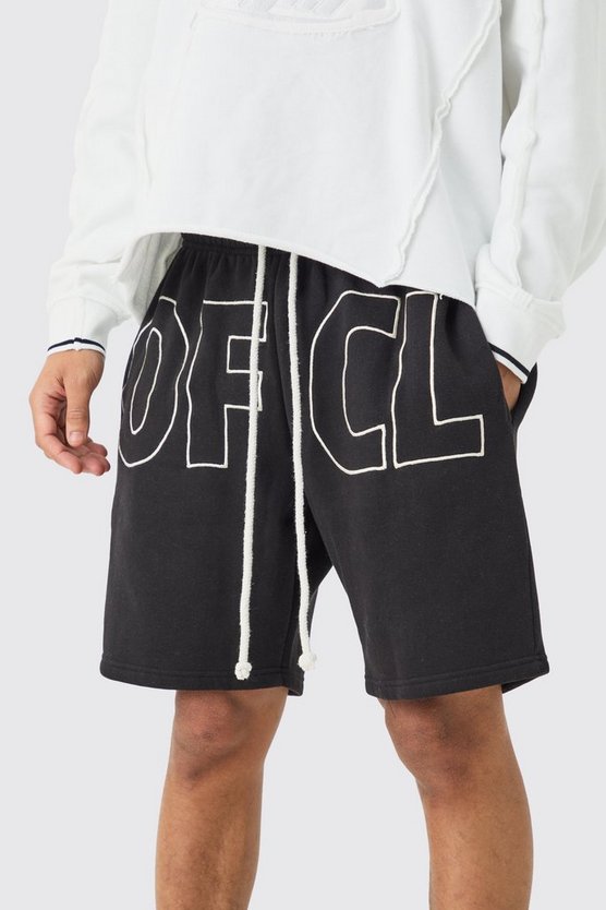 Lockere Shorts mit Official-Applique