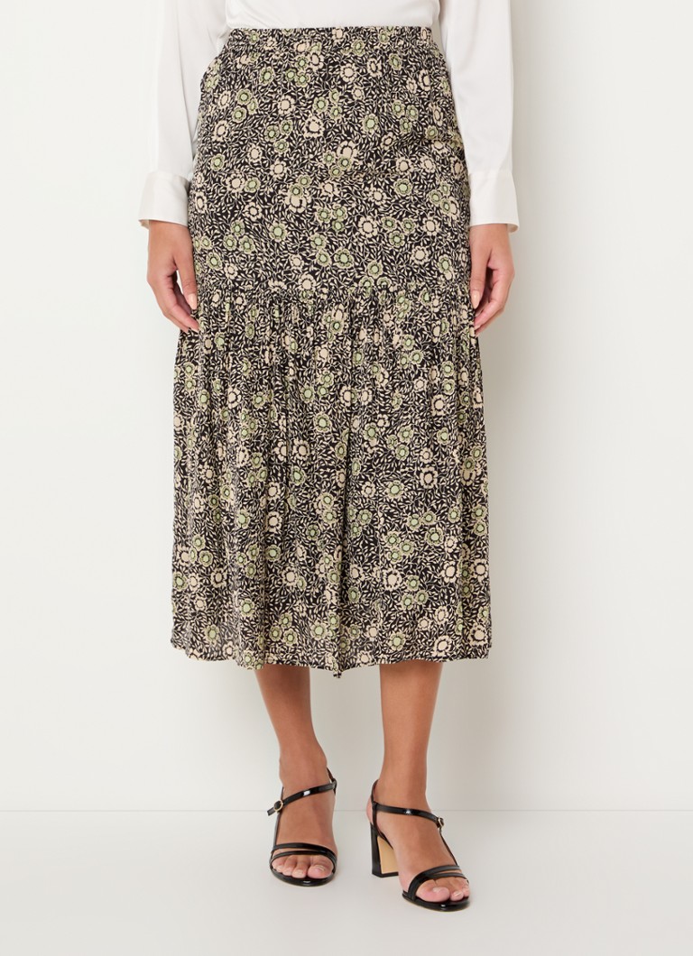 Fustă midi Damya de la Gerard Darel cu imprimeu floral și volane.