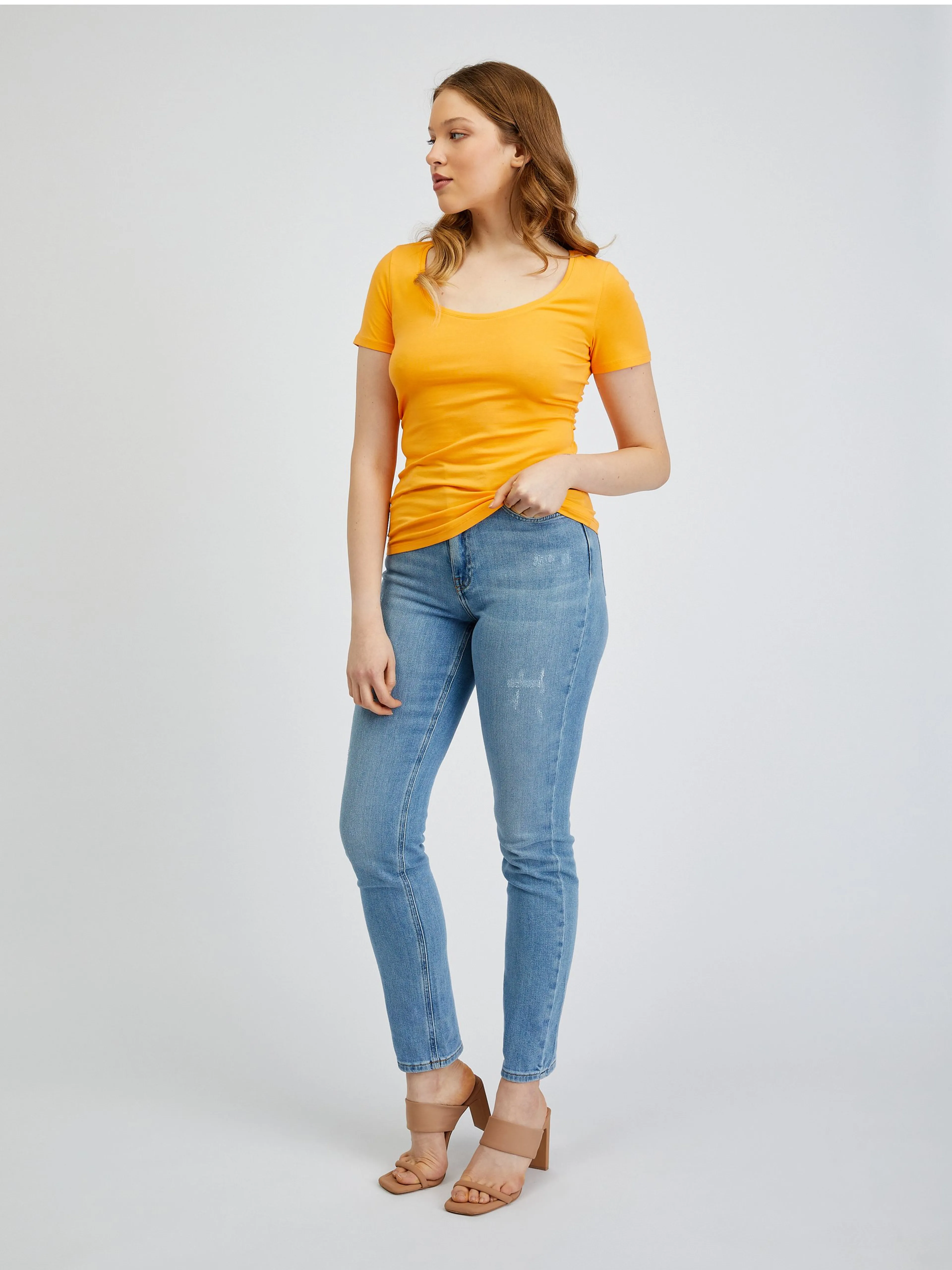 Orangefarbenes Basic-T-Shirt ORSAY