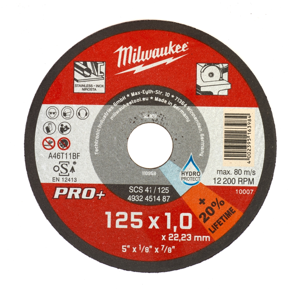 Milwaukee Tilbehør 4932451487 Metalskæreskive SCS41 125 x 1 mm PRO+