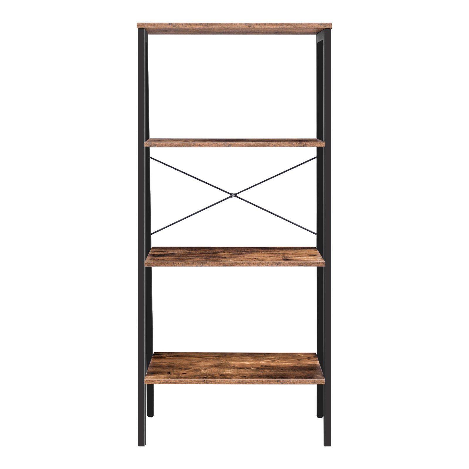 BERLINLODGE® Bücherregal Bronx, Leiterregal Standregal vintage-braun industry-style, für Wohnzimmer, Büro, Schlafzimmer, Küche