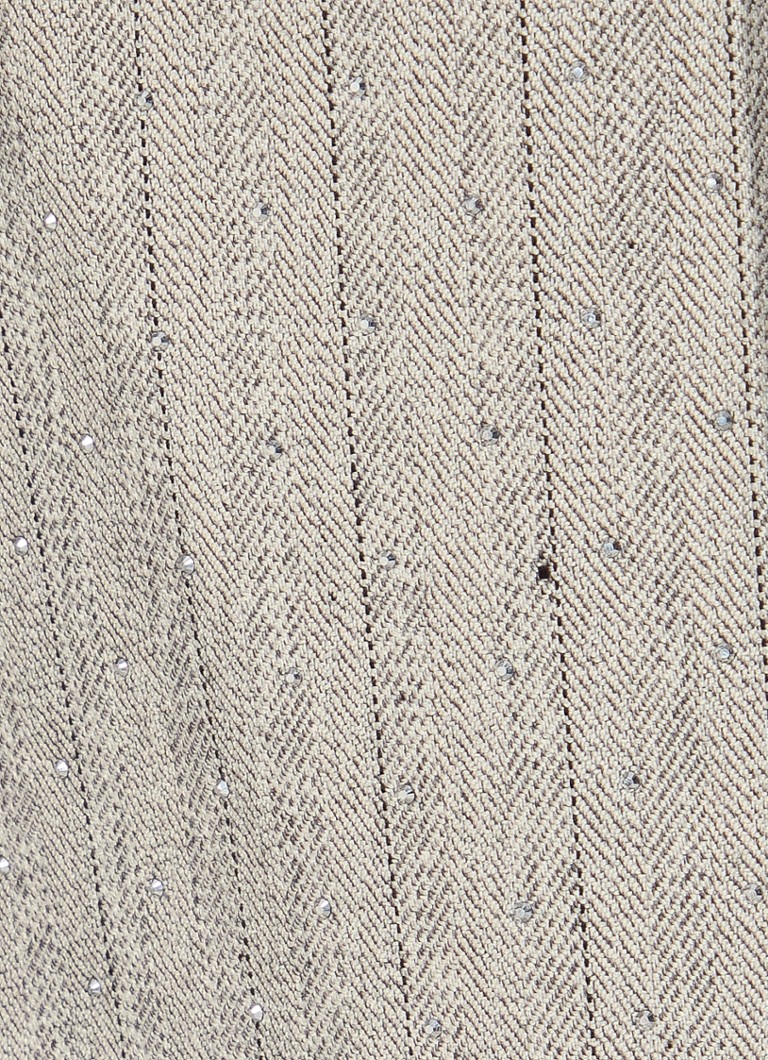 Spodnie MUNTHE Eileen z wysokim stanem i rozszerzanymi nogawkami, zdobione kryształkami.