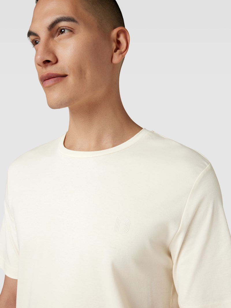 T-Shirt mit Label-Detail Modell 'Tantro' in ecru