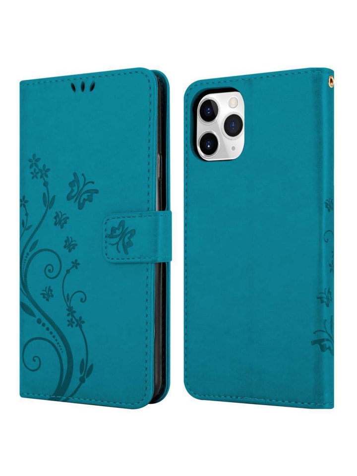 cadorabo Hülle für Apple iPhone 11 PRO MAX Blumen Design in FLORAL BLAU günstig kaufen onesize