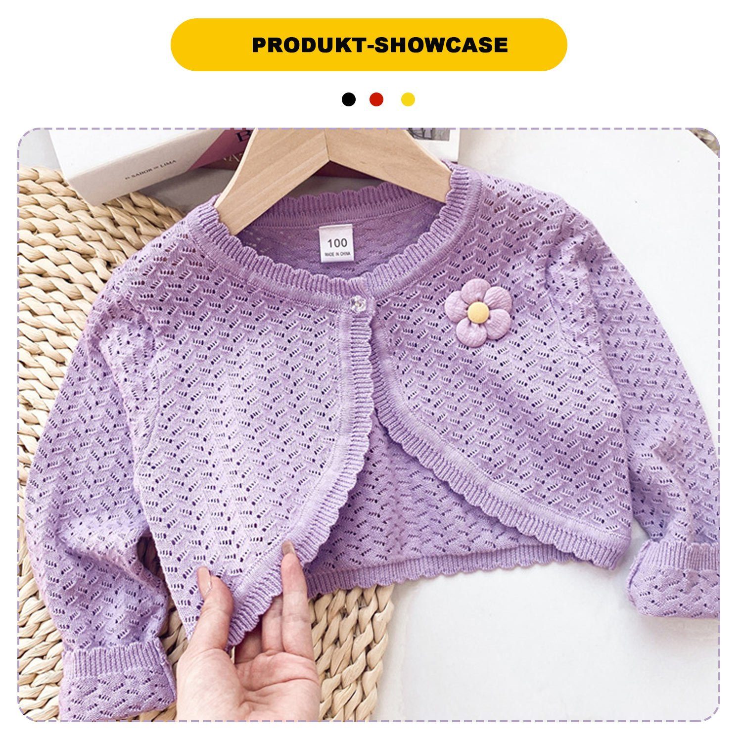 TOPMELON Cardigan Mädchen Strickcardigan Lange Ärmel Überzug Ein Knopf