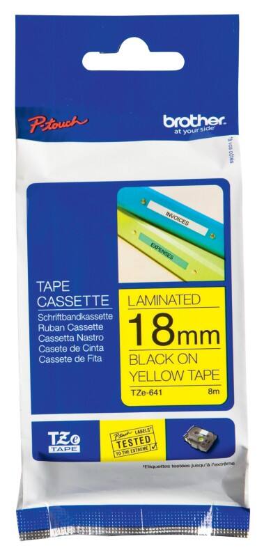 Brother P-Touch Beschriftungsband Authentisch Brother TZe-641 Selbstklebend Schwarz auf Gelb 18 mm x 8 m