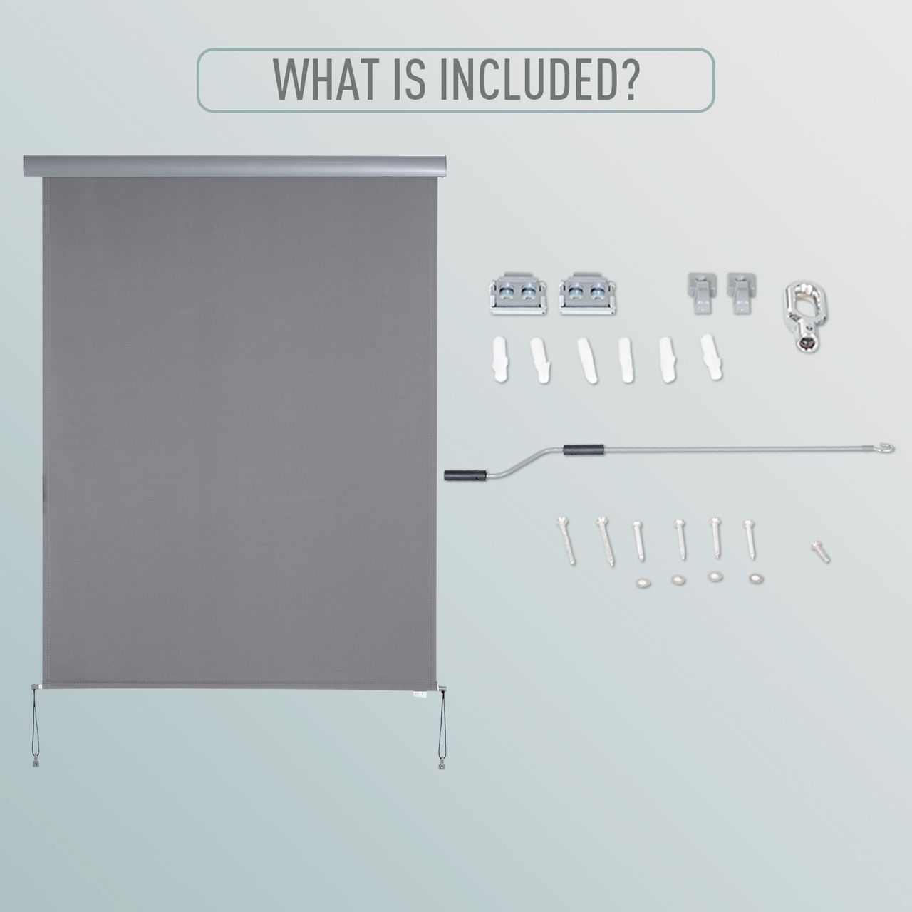 Outsunny Senkrechtmarkise Balkonmarkise Vertikalmarkise Windschutz Seitenrollo Grau 140 x 200 cm