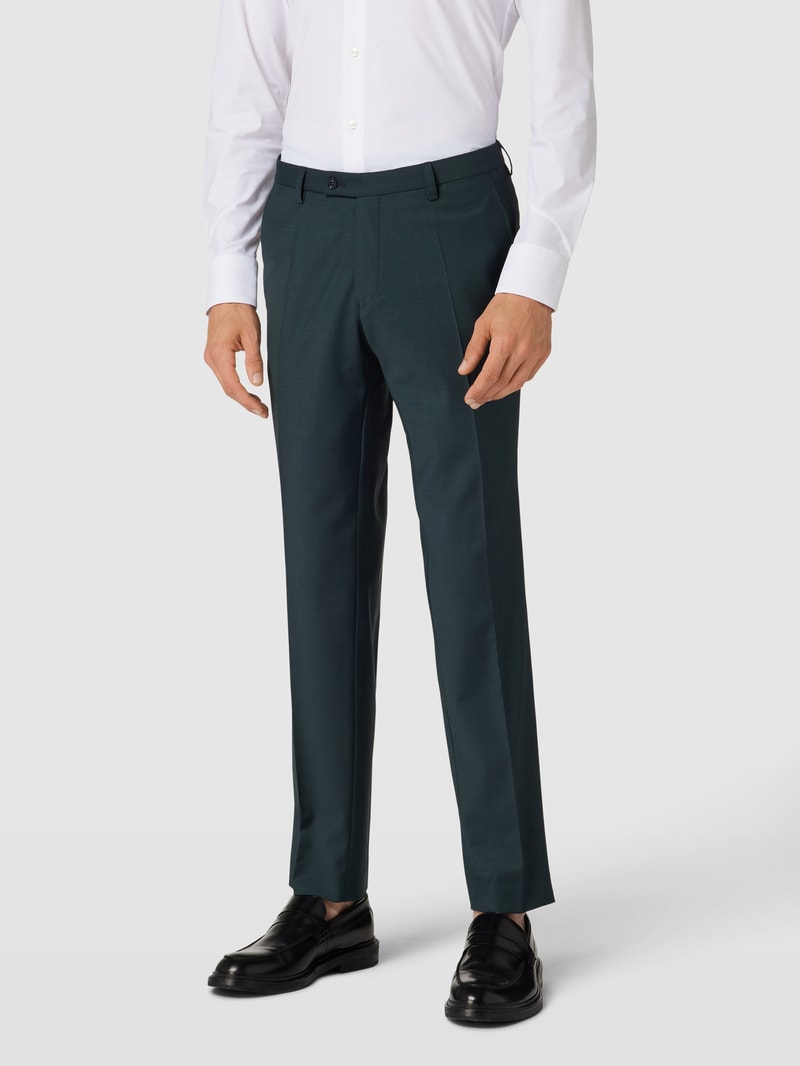 Bundfaltenhose mit französischen Eingrifftaschen in dunkelgrün