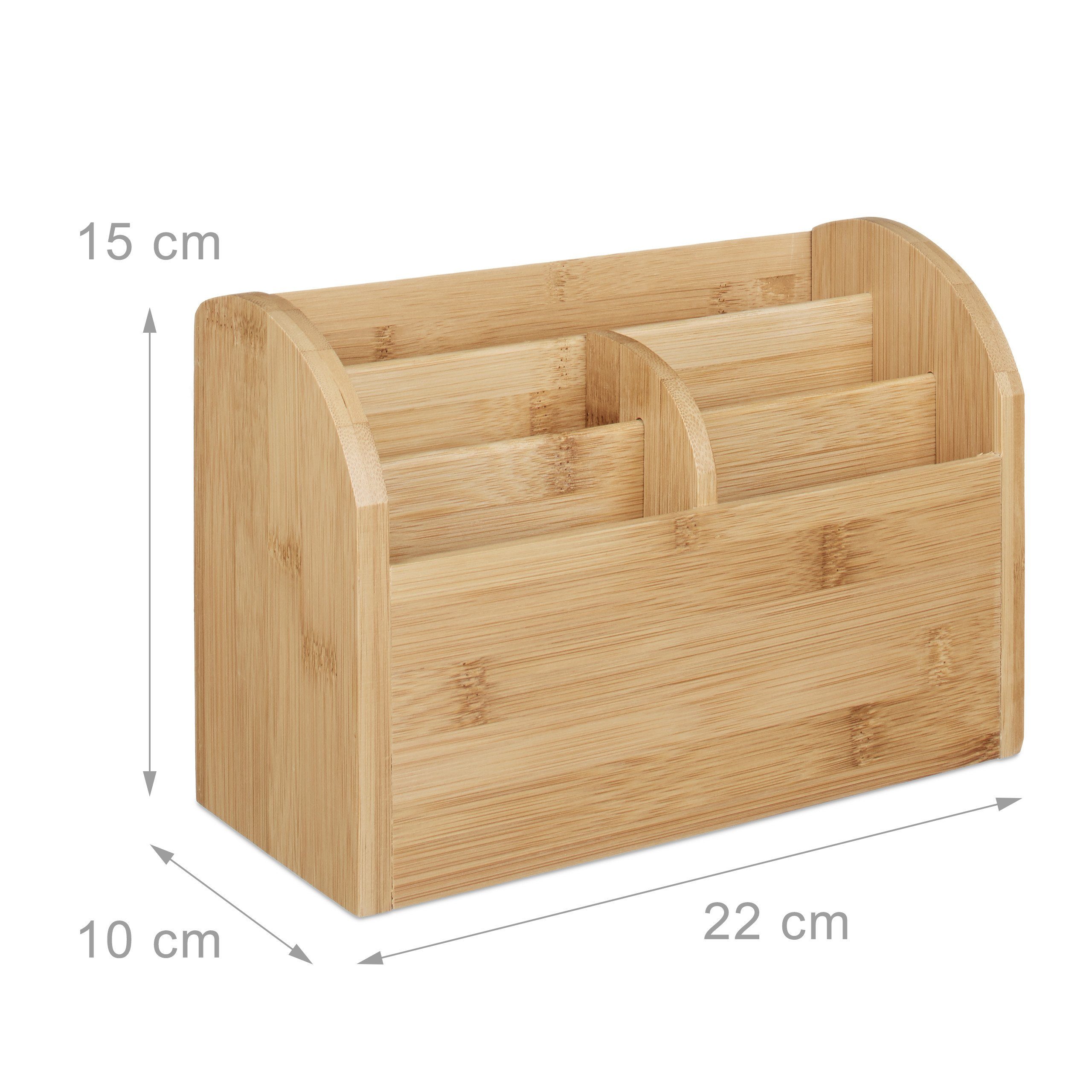 relaxdays Schreibtischaufsatz Schreibtisch-Organizer Bambus