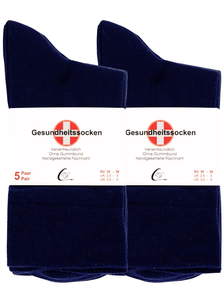 Cotton Prime® 10 Paar Komfortsocken ohne Bund Gesundheitssocken aus  Baumwolle in marineblau günstig kaufen