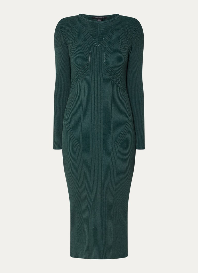 Rochie midi Kairi din material elastic cu nervuri de la French Connection