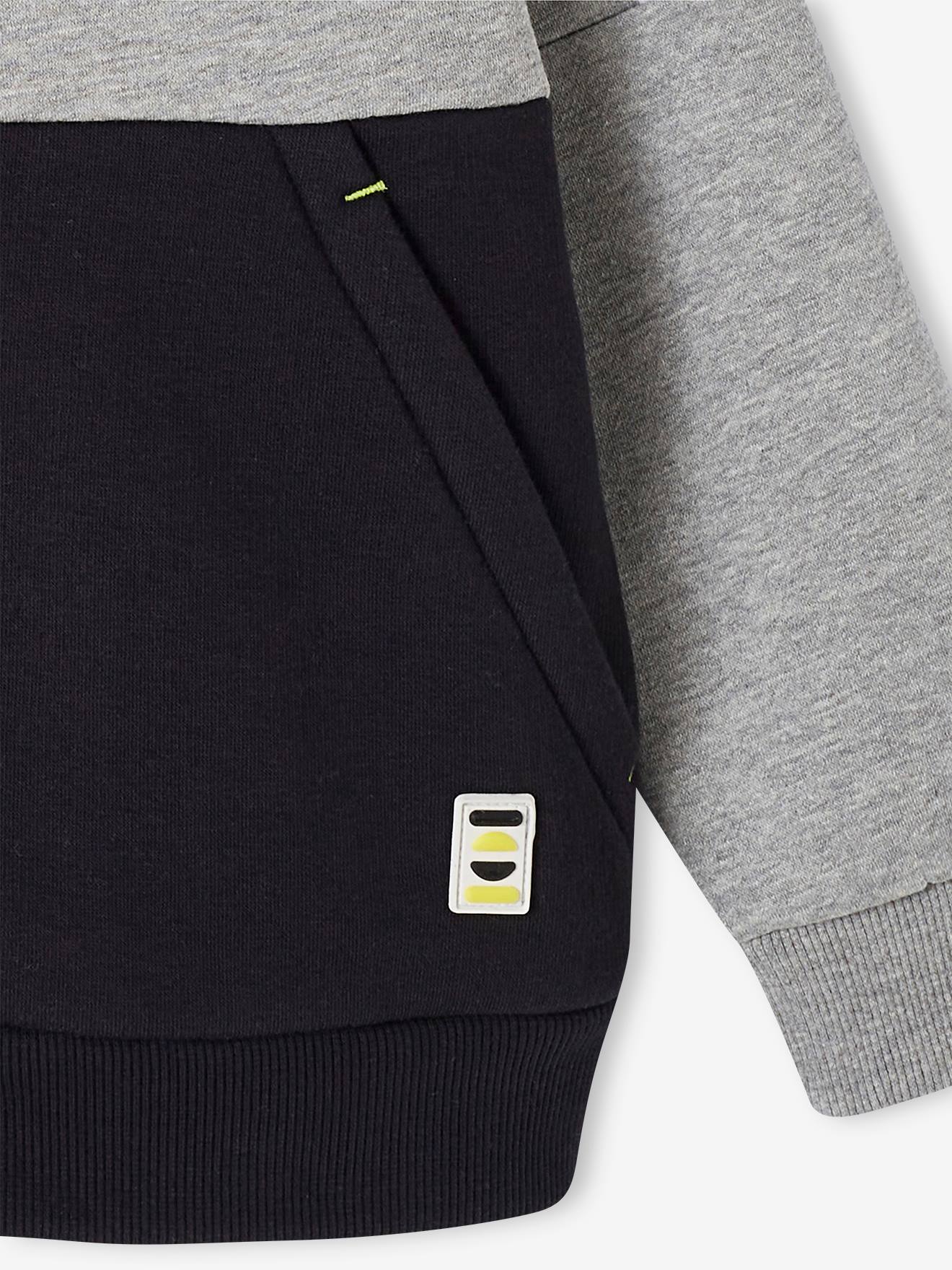 Sweat zippé à capuche effet colorblock sport garçon vert