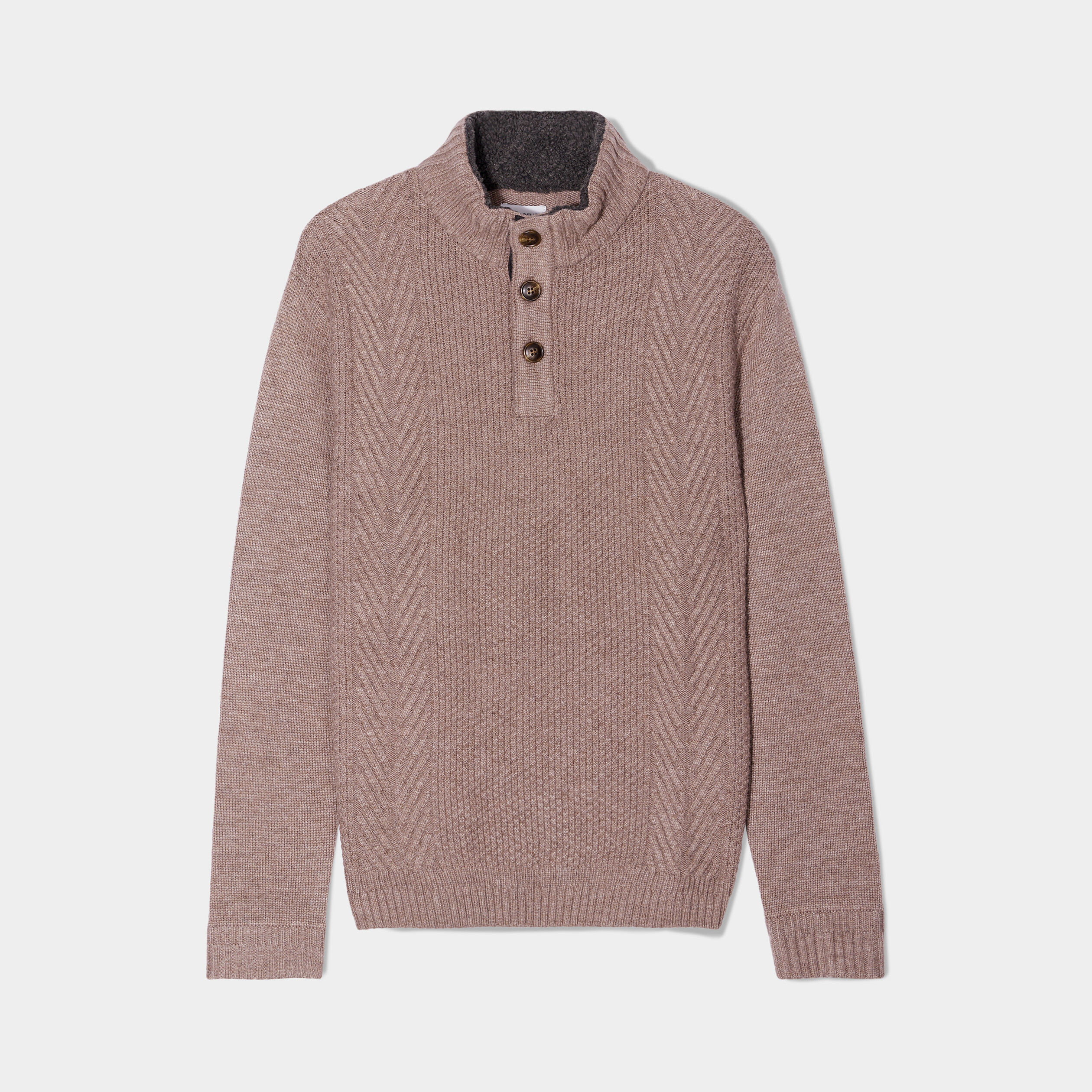 Pull camionneur boutonné taupe homme | La Halle