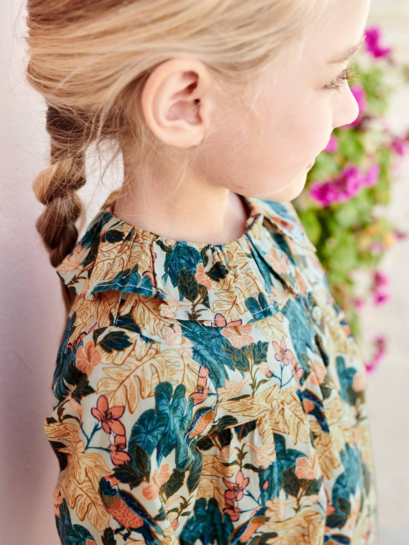 Vertbaudet Mädchen Bluse mit Blumen - pfirsich