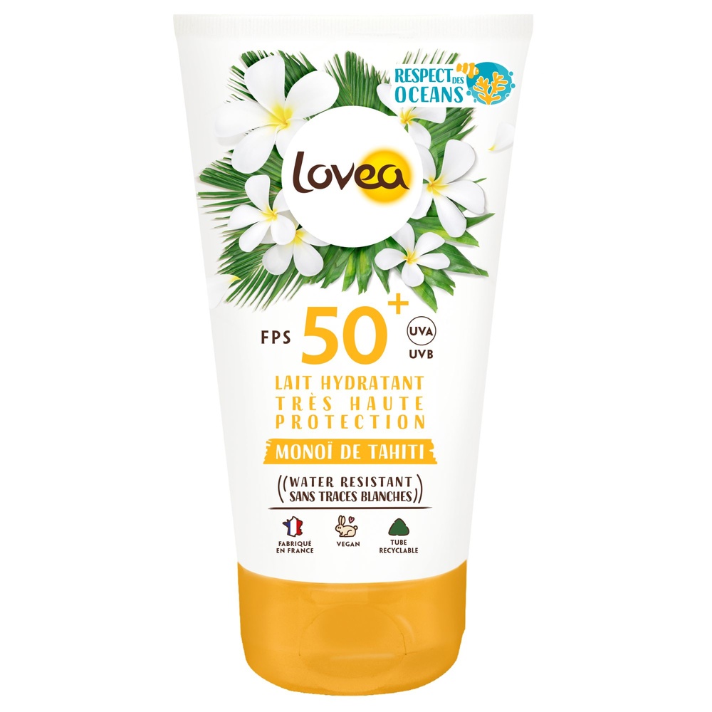 lovea Lait Hydratant FPS 50+ Très Haute Protection Monoï de Tahiti Lait Protecteur Solaire - Hydratant