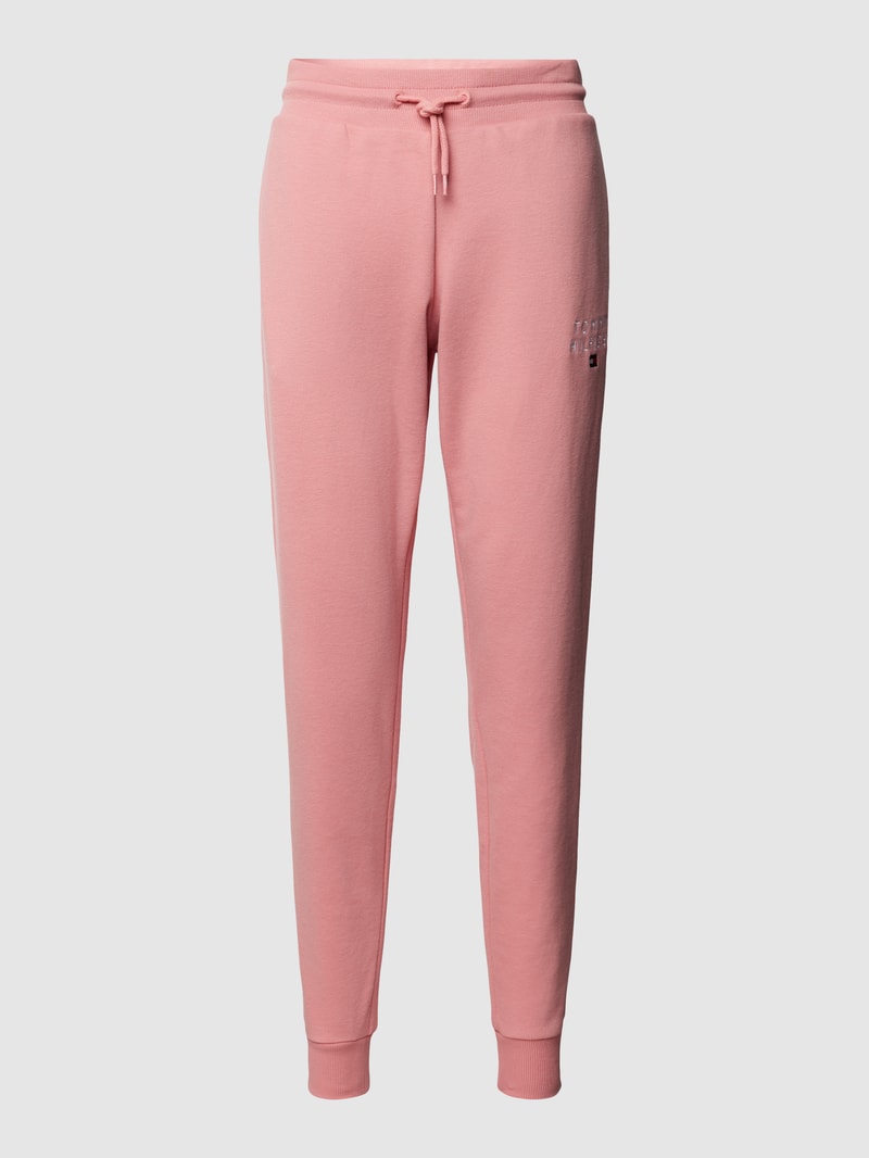 Trackpants mit Label-Stitching in altrosa