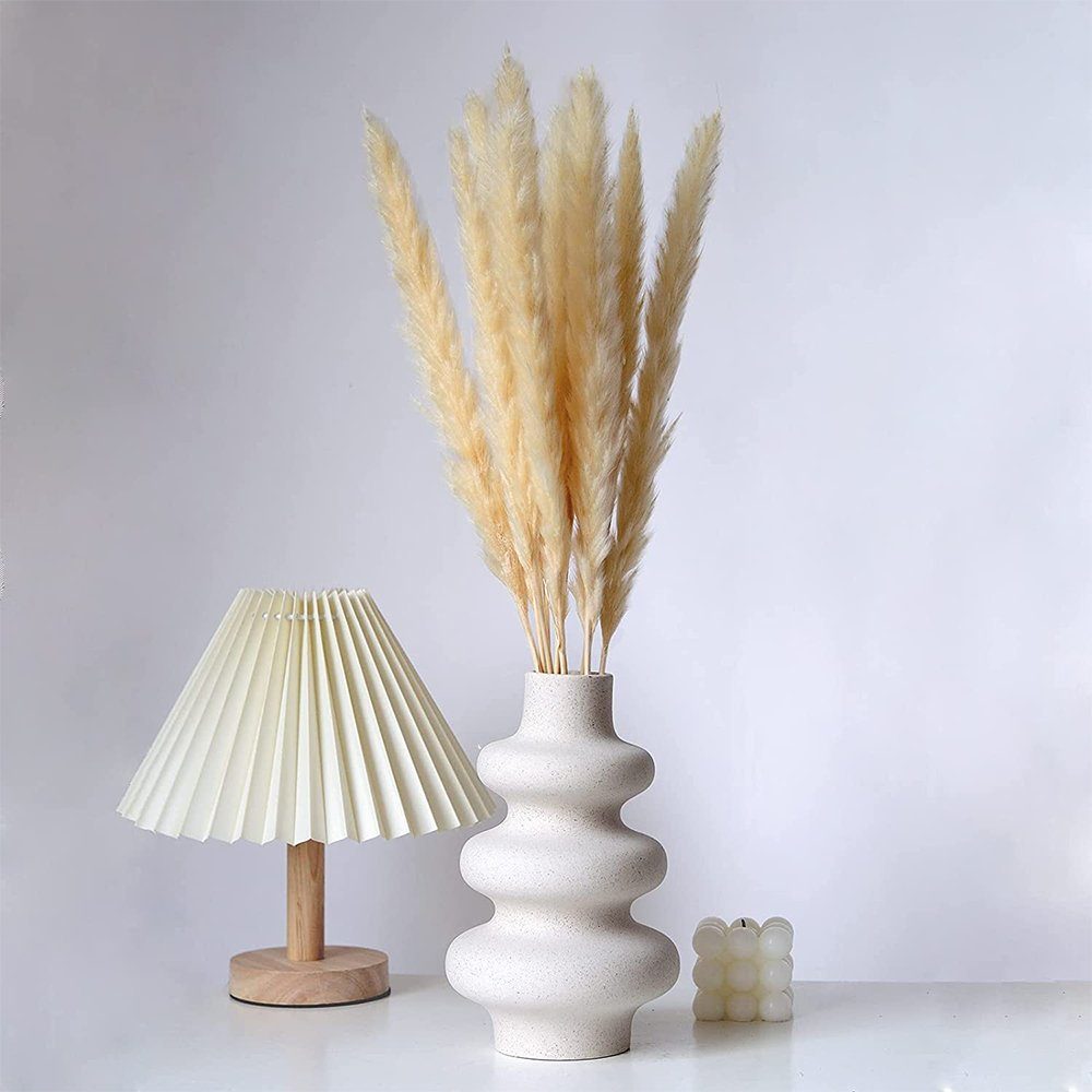 zggzerg Dekovase Vase Für Pampasgras Beige, Spiral Geformter Mit Loch Keramik Vase