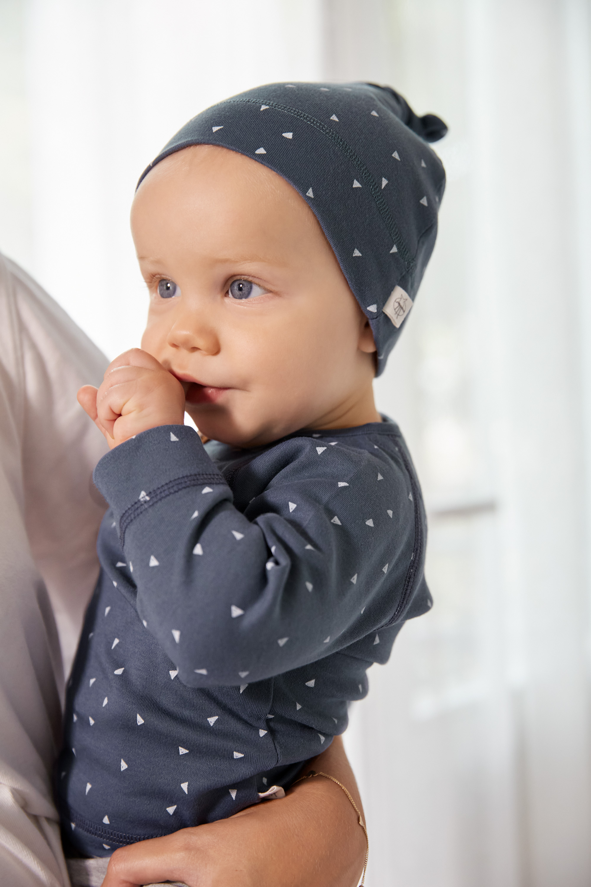 Baby Langarmshirt - Bio Baumwolle, Triangle, Blau