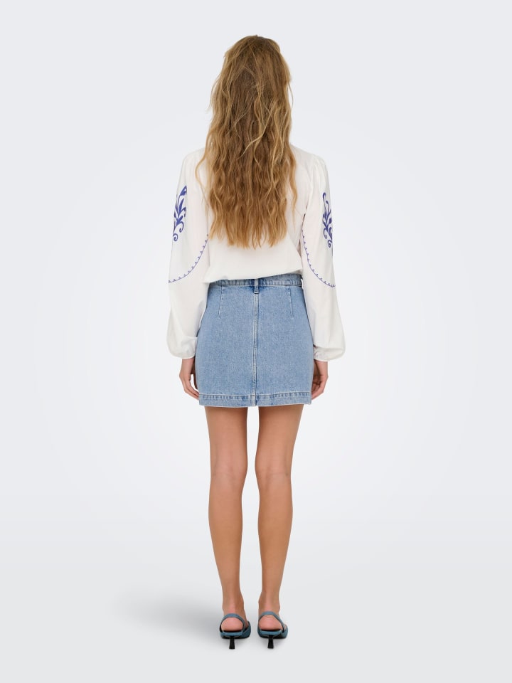 ONLY Jeans-Minirock mit Knopfleiste und Taschen in Hellblau günstig kaufen