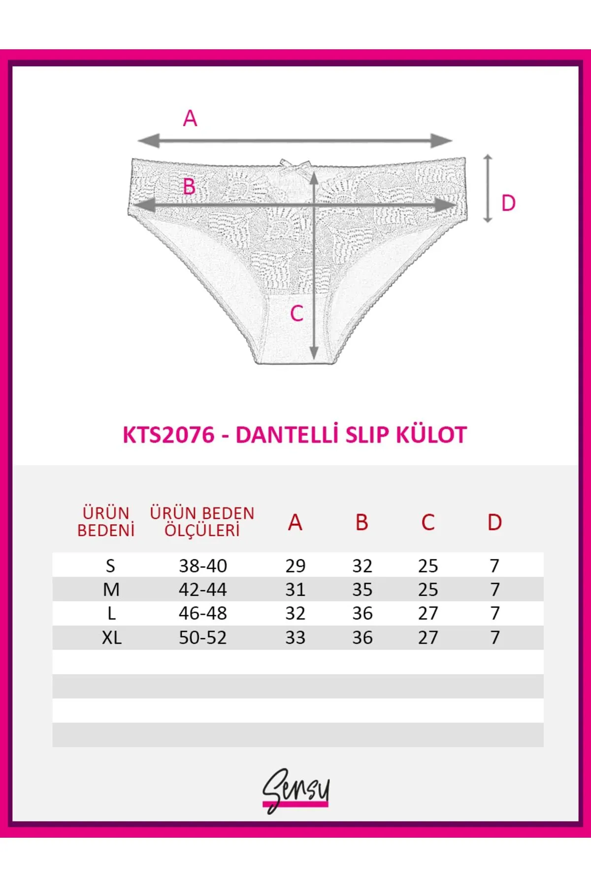 Sensu  3-teiliges Slip-Set mit Spitzendetail für Damen – Kts2076 (weite Passform)
