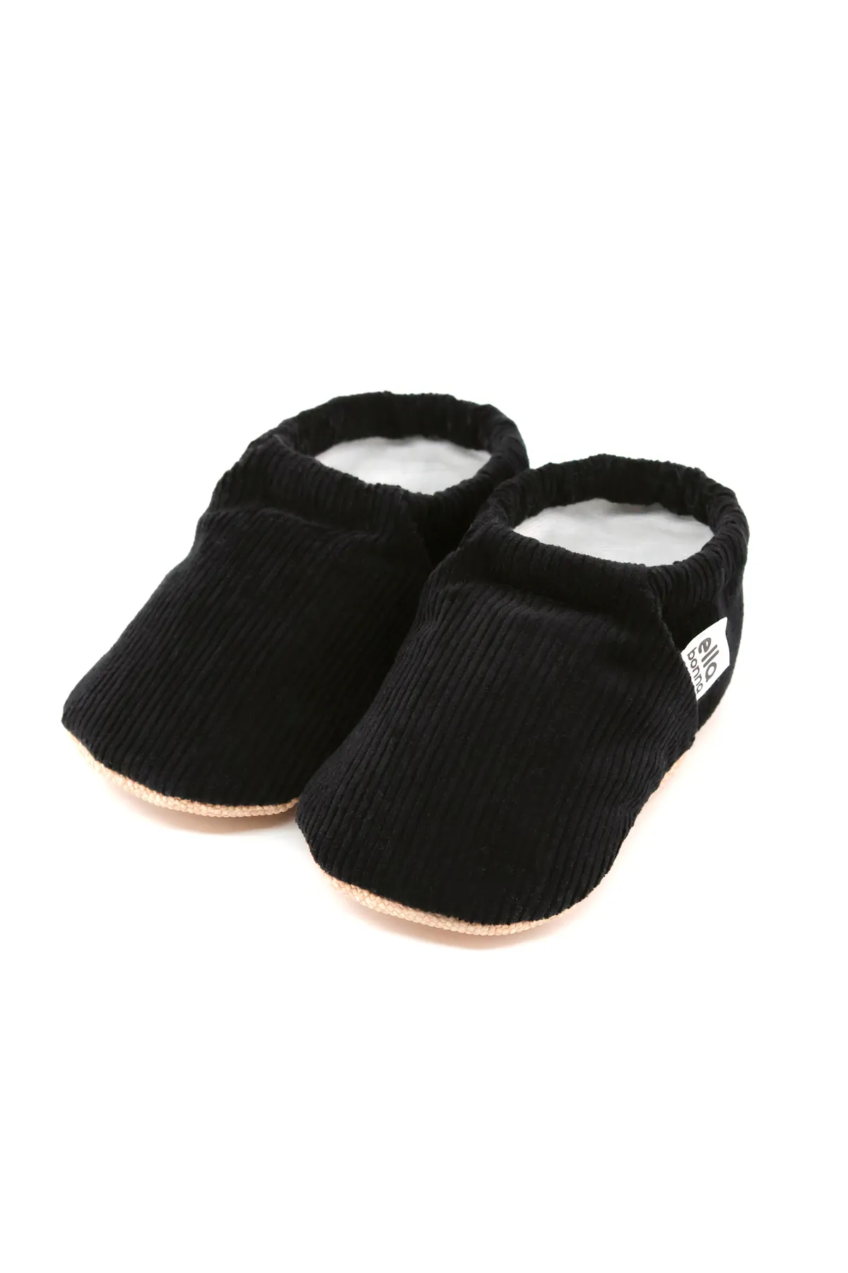 Ella Bonna  Rutschfeste Sohle, Futter aus Bio-Baumwolle, Babyschuhe aus Cord in Schwarz