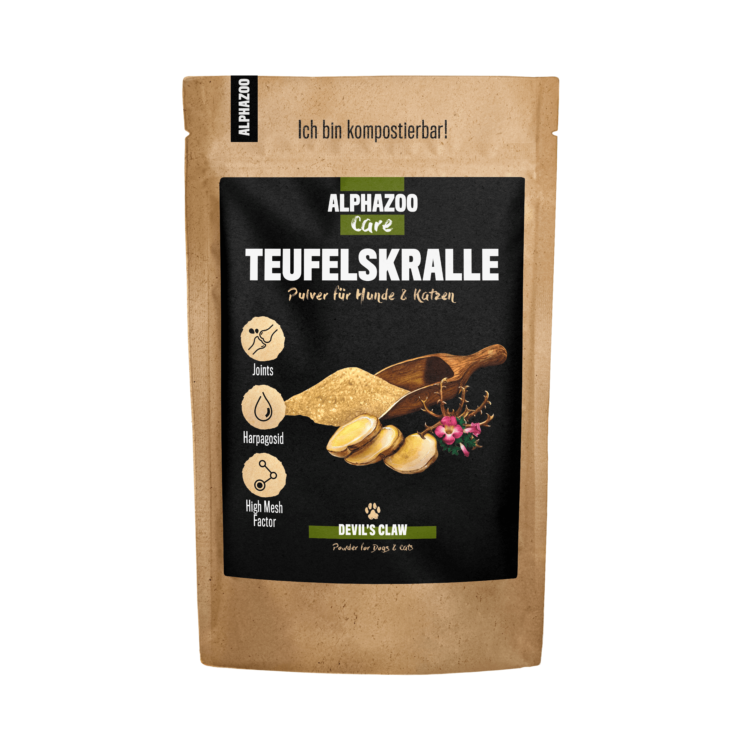 ALPHAZOO Ergänzungsfutter & Aufzucht ALPHAZOO Afrikanische Teufelskralle gemahlen für Hunde und Katzen 250 g