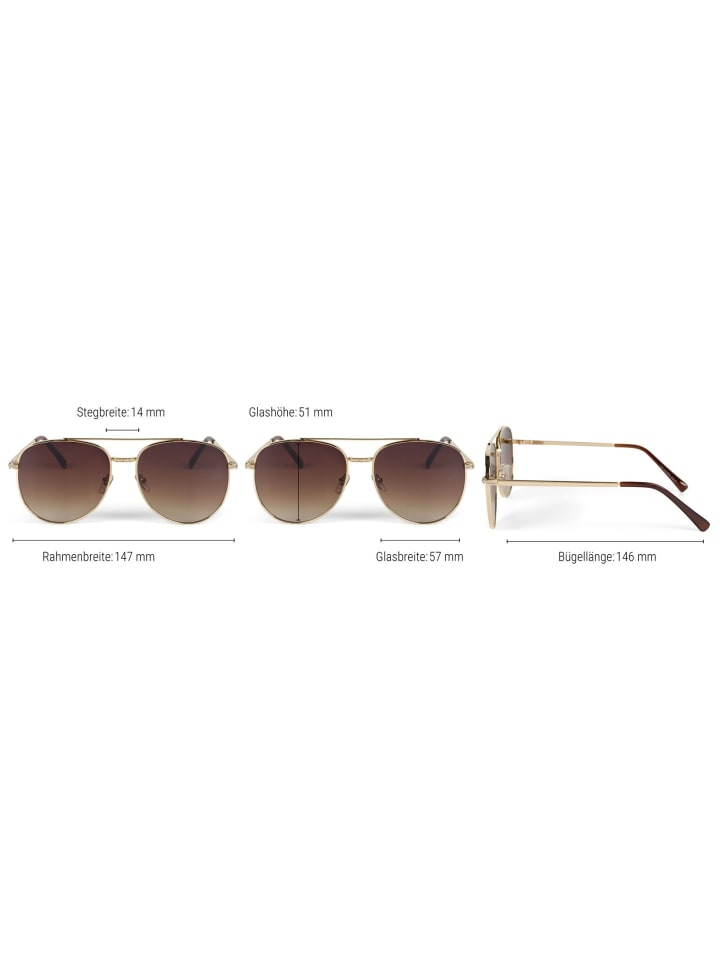 styleBREAKER Piloten Sonnenbrille in Gold / Braun Verlauf günstig kaufen onesize