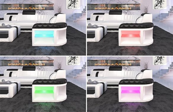 Sofa Dreams Ecksofa Ledercouch Ledersofa Bergamo L Form Leder Sofa, Couch, mit LED, wahlweise mit Bettfunktion als Schlafsofa, Designersofa