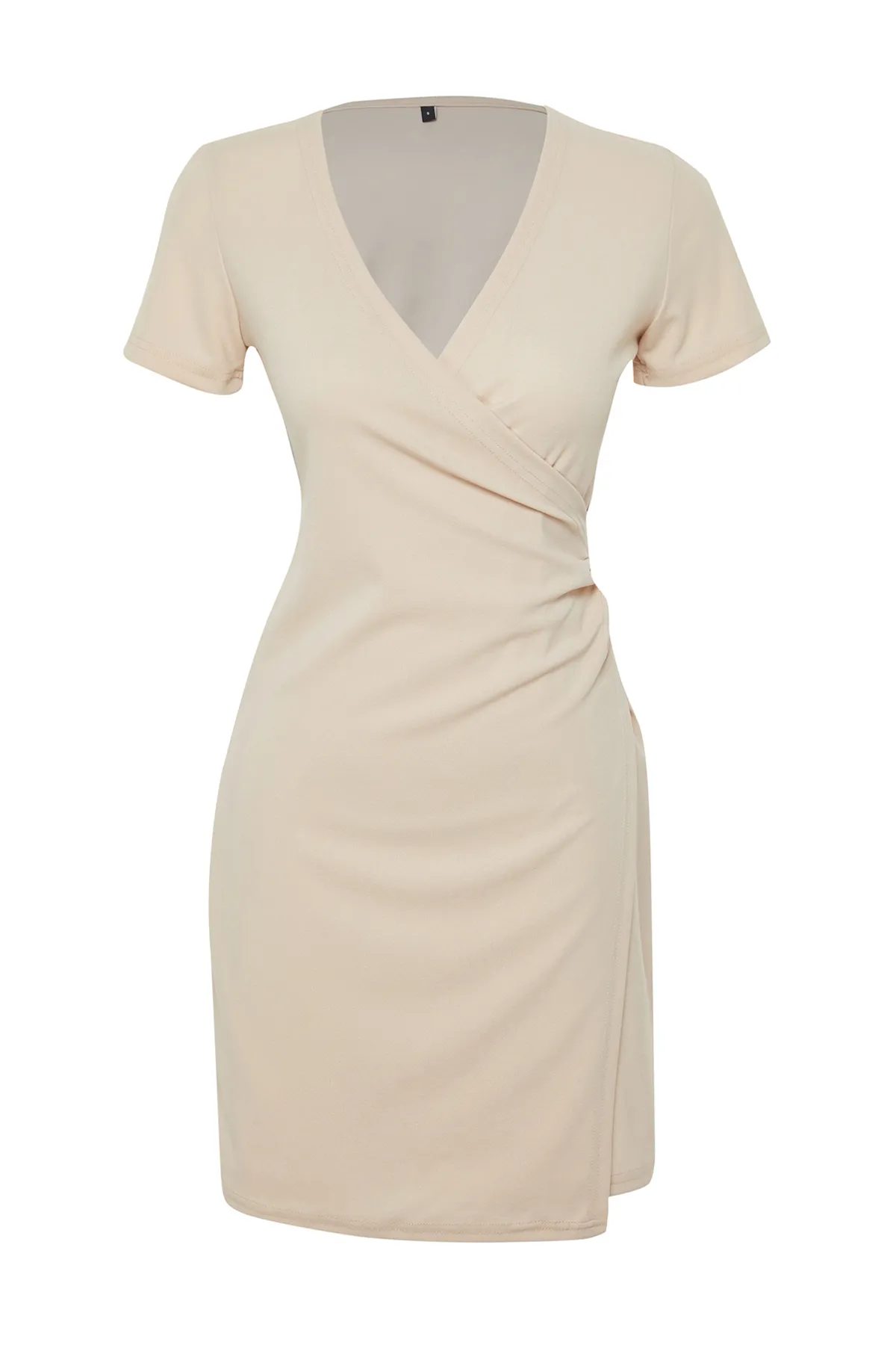 Trendyol Collection  Zweireihiges Mini-Strickkleid aus Krepp in Steinoptik mit zweireihigem Kragen TWOSS23EL01703