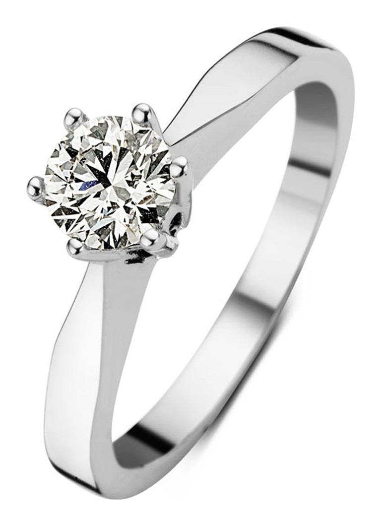 Diamond Point Prstan iz belega zlata z diamantom, vzgojenim v laboratoriju, 0,32 karata. 0,32 karata diamant, vzgojen v laboratoriju.