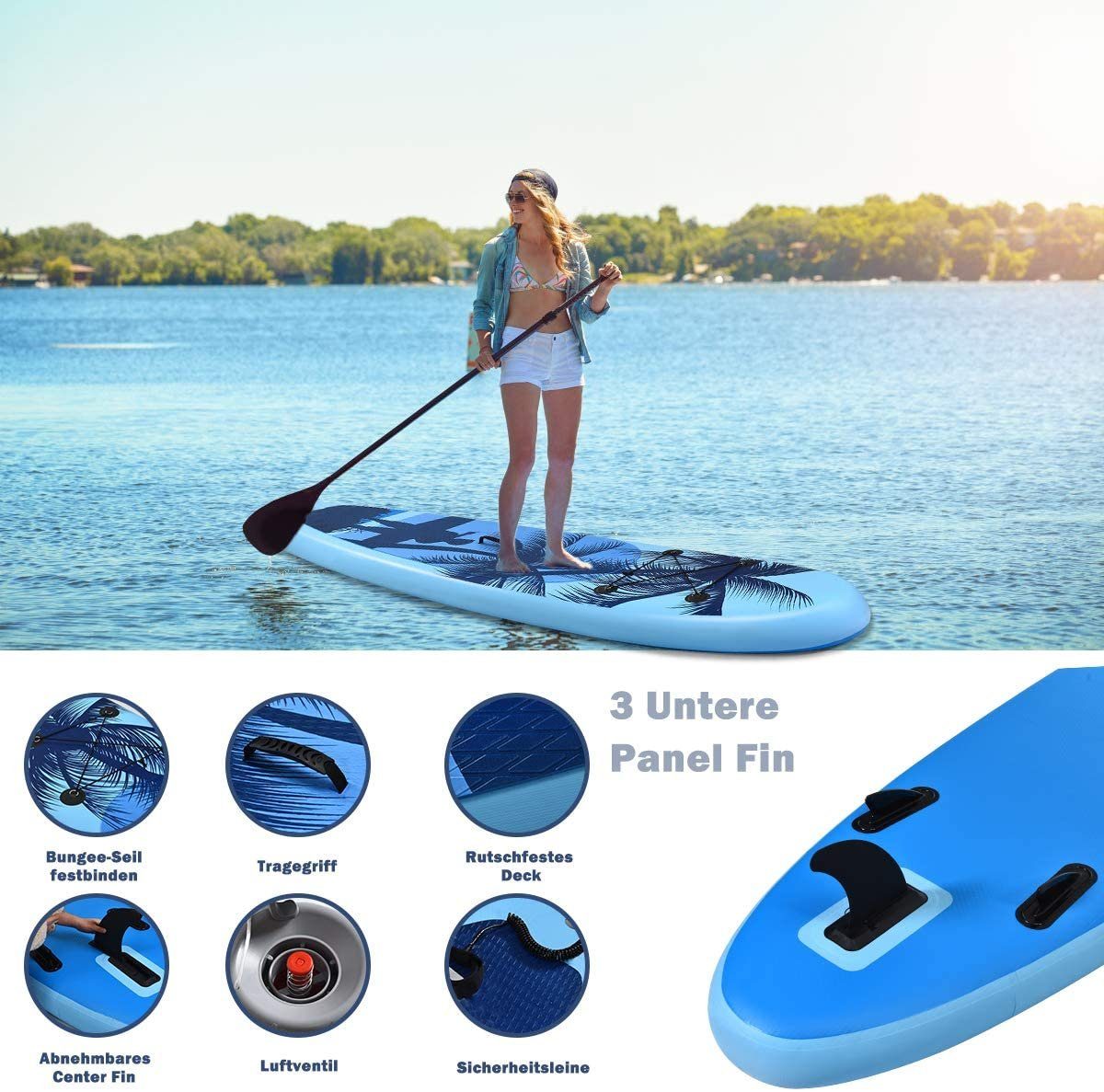 COSTWAY SUP-Board Paddling Board, mit Rucksack, Pumpe, Reparaturset