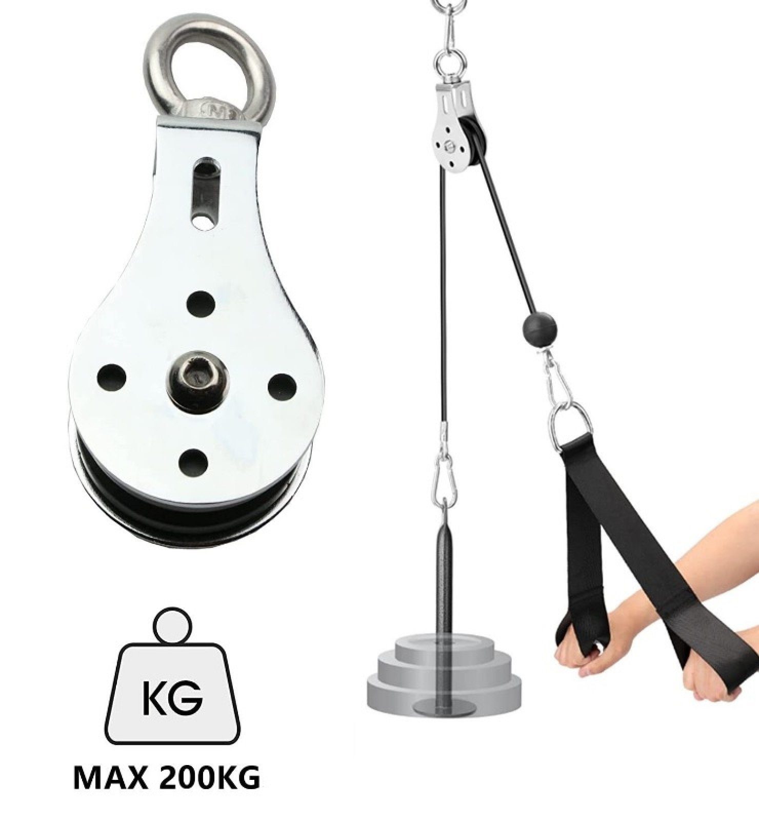 BAYLI Kurzhantel 55mm Seilrolle mit U Haltebügel, Umlenkrolle, Drahtseilrolle 360°