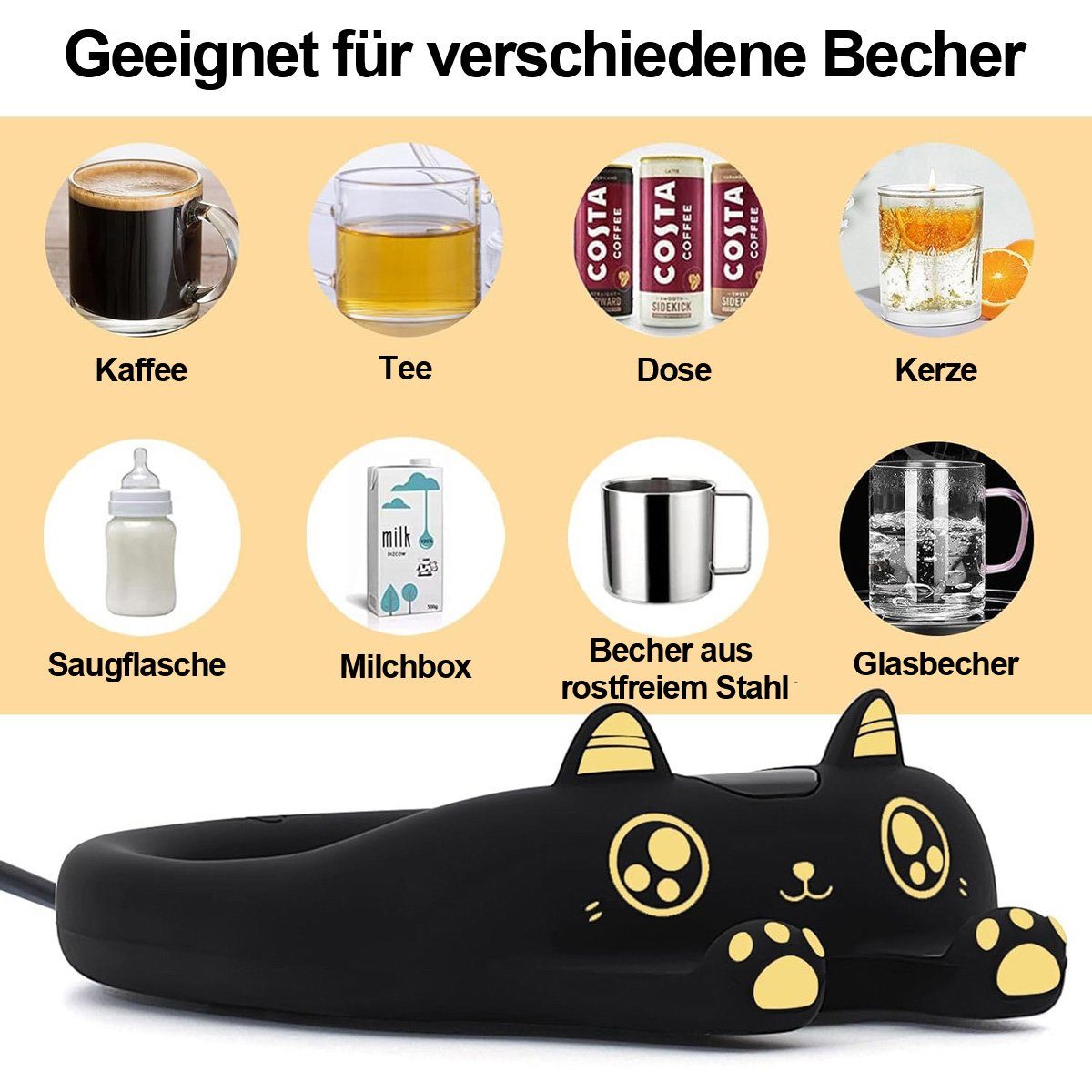 Yoyaxi Tassenwärmer Automatische Abschaltung, intelligente Kerze mit 3 Temperaturstufen, Tassenwärmer und Schreibtischkaffee