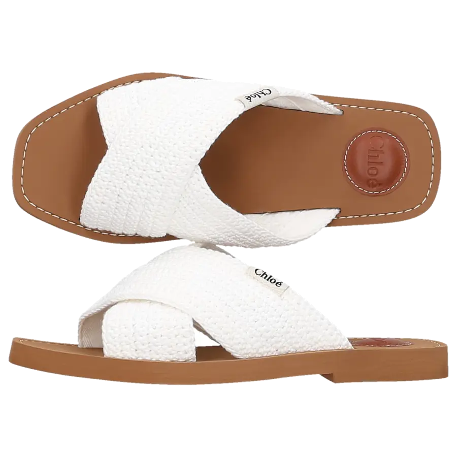 Chloé - Sandalen WOODY Baumwolle - weiß