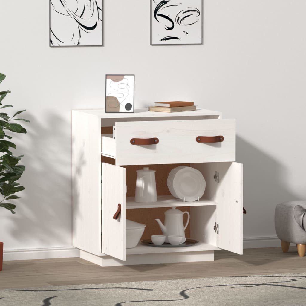 vidaXL Sideboard Sideboard Weiß 65,5x40x75 cm Massivholz Kiefer (1 St)