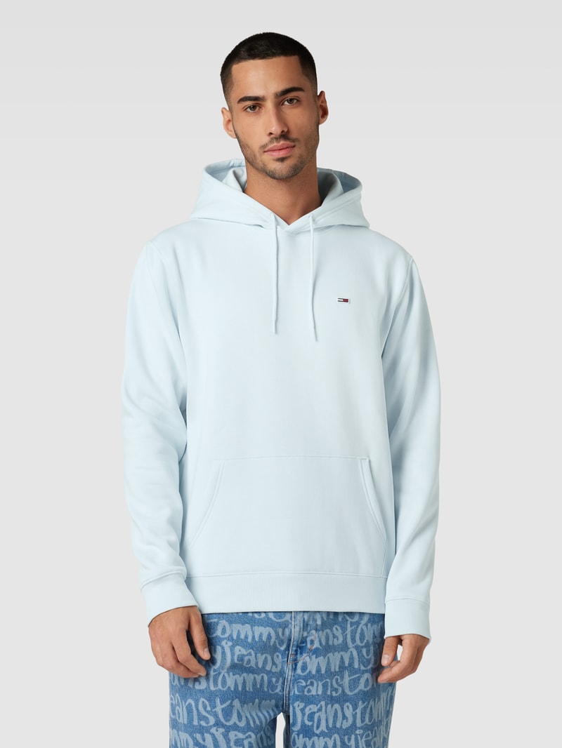 Hoodie mit Label-Stitching in hellblau