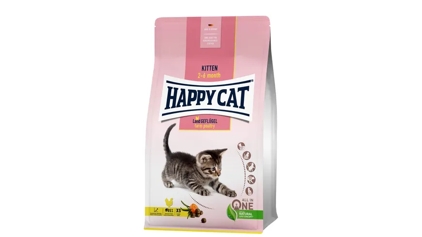 Happy Cat Katzentrockenfutter Young Kitten Land Geflügel 300g 300 g