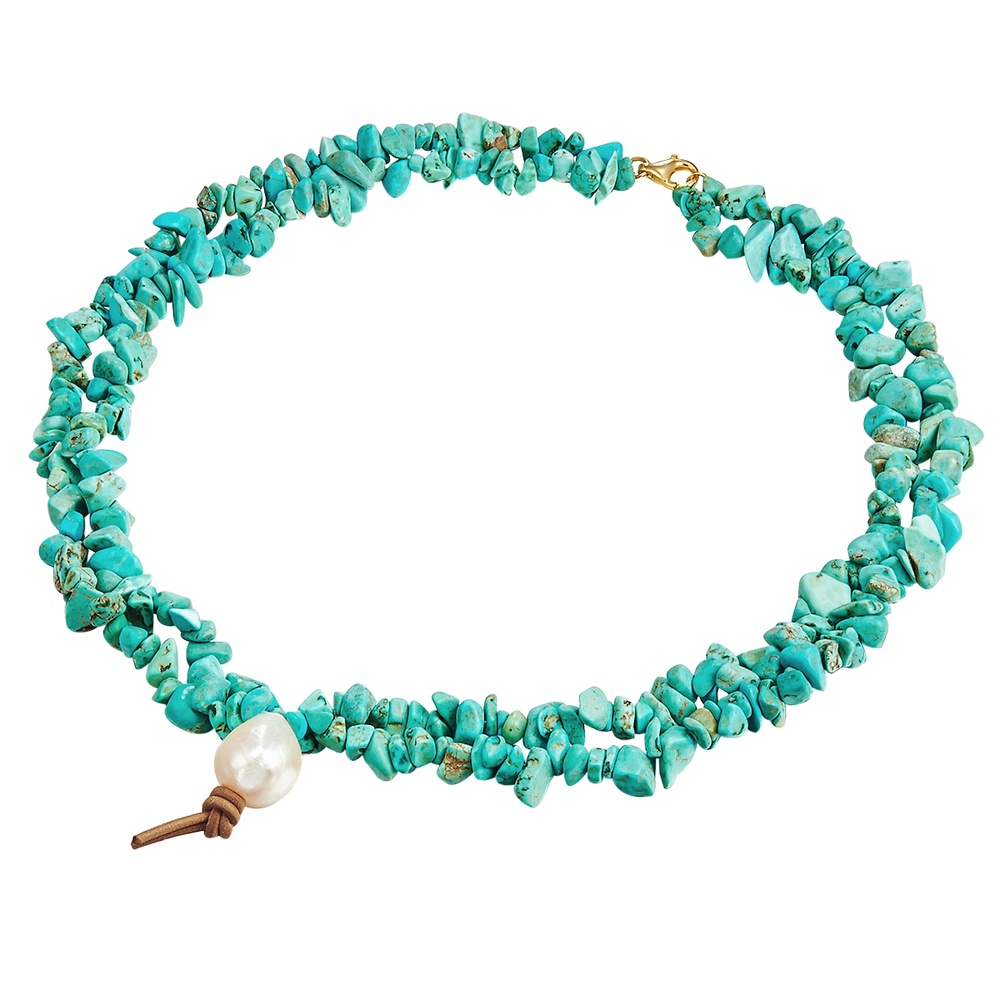 Valero Pearls Collier de pierres précieuses Turquoise reconstituée Turquoise reconstituée Perle collier