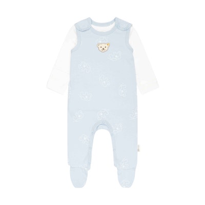 Set Strampler + T-Shirt langarm GOTS, hellblau