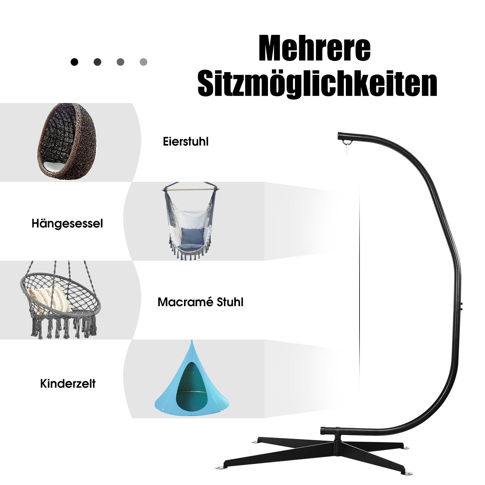 COSTWAY Hängemattengestell, Metall, belastbar bis 150kg, nur Gestell