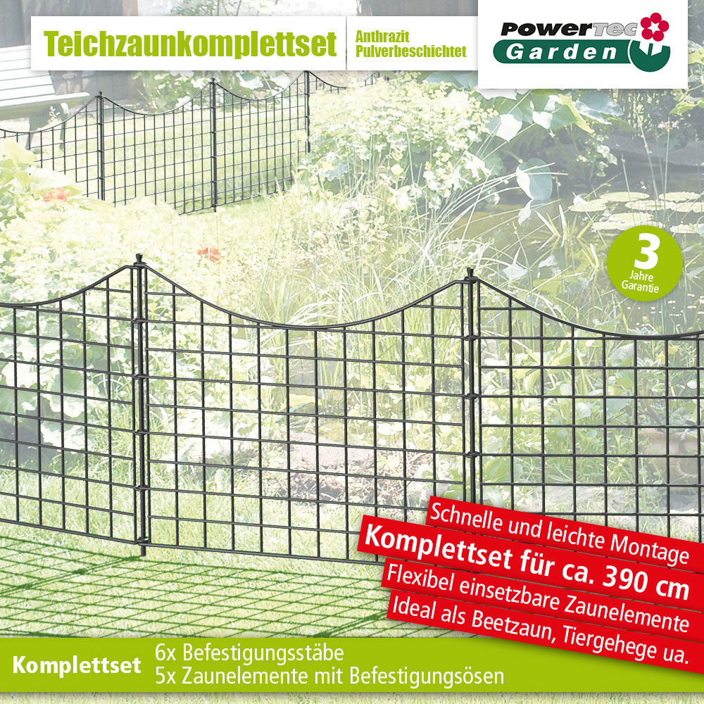 Powertec Garden Teichzaun Unterbogen 11-teiliger - Anthrazit