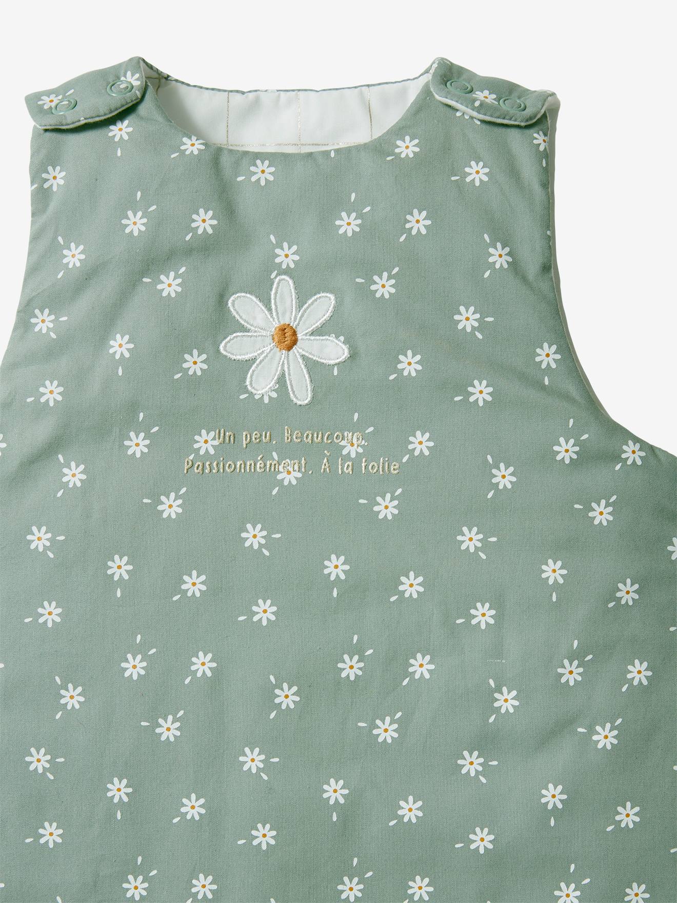 Vertbaudet Ärmelloser Baby Schlafsack MARGERITEN - grün