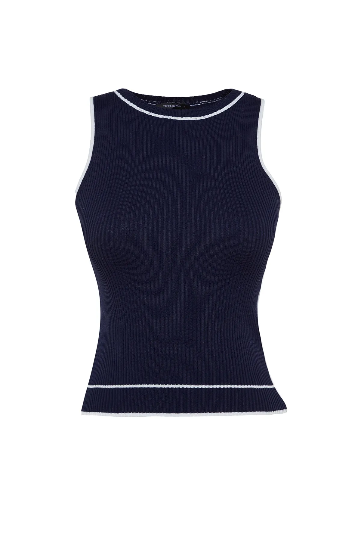 Trendyol Collection  Marineblaue Basic-Strickbluse mit Blockfarben TWOSS23BZ00611