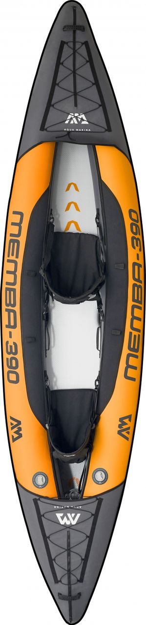 PureHaven Aqua Marina Kajak 390x90 cm für 2 Personen mit Luftsitz verstellbarer Lehne Transporttasche Reparaturset Handpumpe strapazierfähig Orange/Anthrazit
